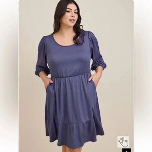 Torrid Bougainvillea: Lavender At The Knee Slub Rib Voluminous Dress Size 3